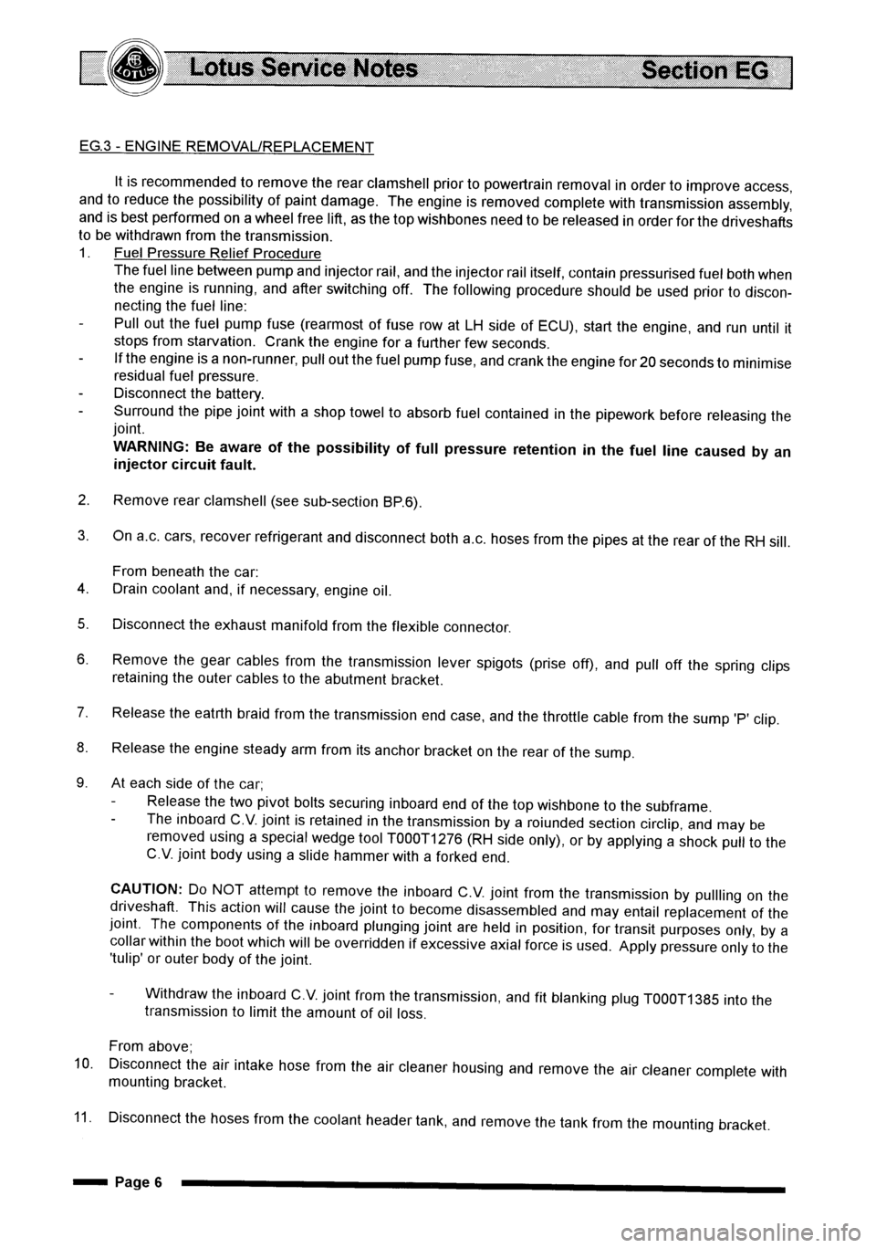 LOTUS ELISE 2001 Service Repair Manual LOTUS ELISE 2001 Service Repair Manual