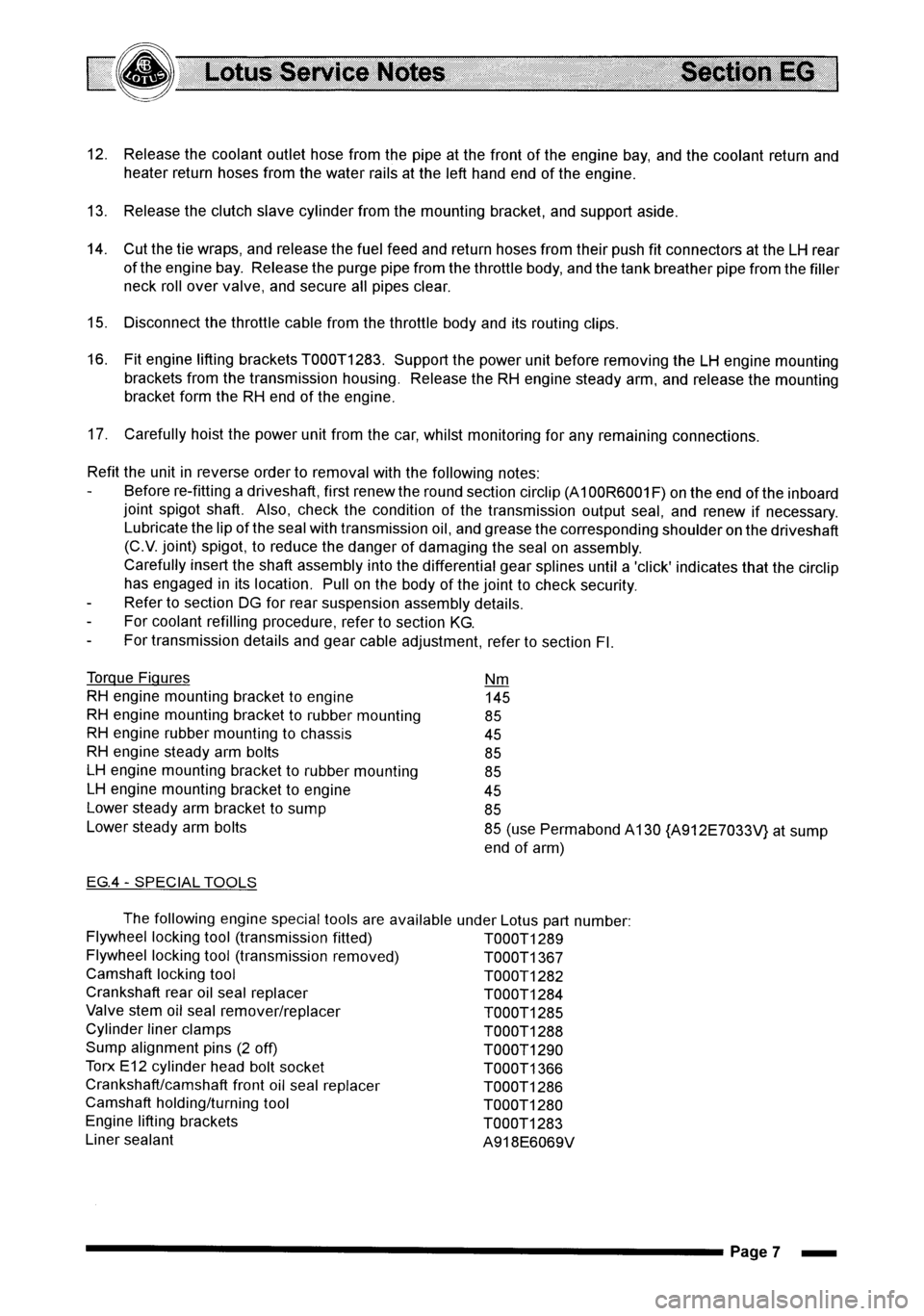 LOTUS ELISE 2001 Service Repair Manual LOTUS ELISE 2001 Service Repair Manual