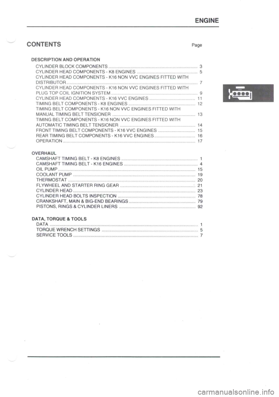 LOTUS ELISE 2001 Service Repair Manual LOTUS ELISE 2001 Service Repair Manual