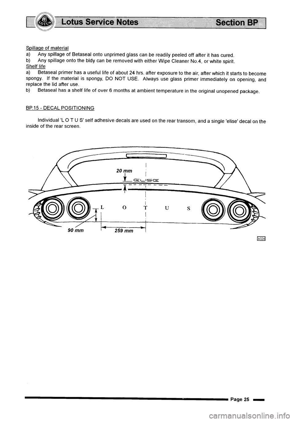 LOTUS ELISE 2001 Service Owners Manual LOTUS ELISE 2001 Service Owners Manual