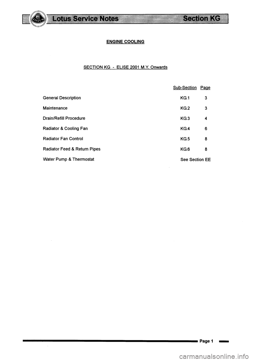 LOTUS ELISE 2001  Service Repair Manual 