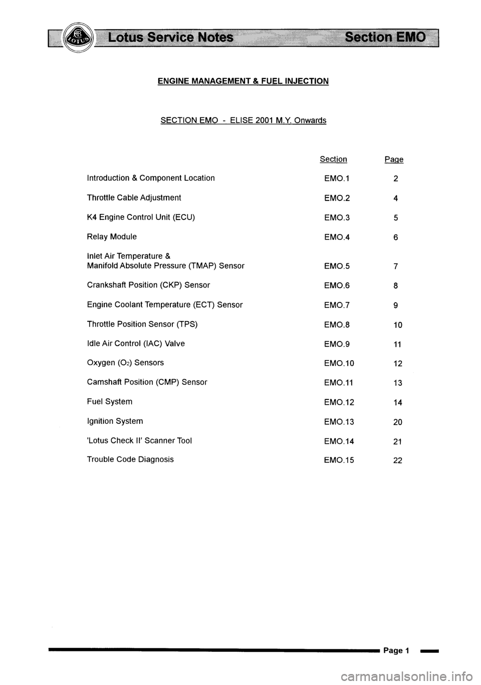 LOTUS ELISE 2001 Service Repair Manual LOTUS ELISE 2001 Service Repair Manual