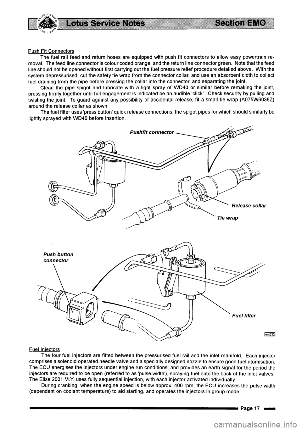 LOTUS ELISE 2001  Service Repair Manual 