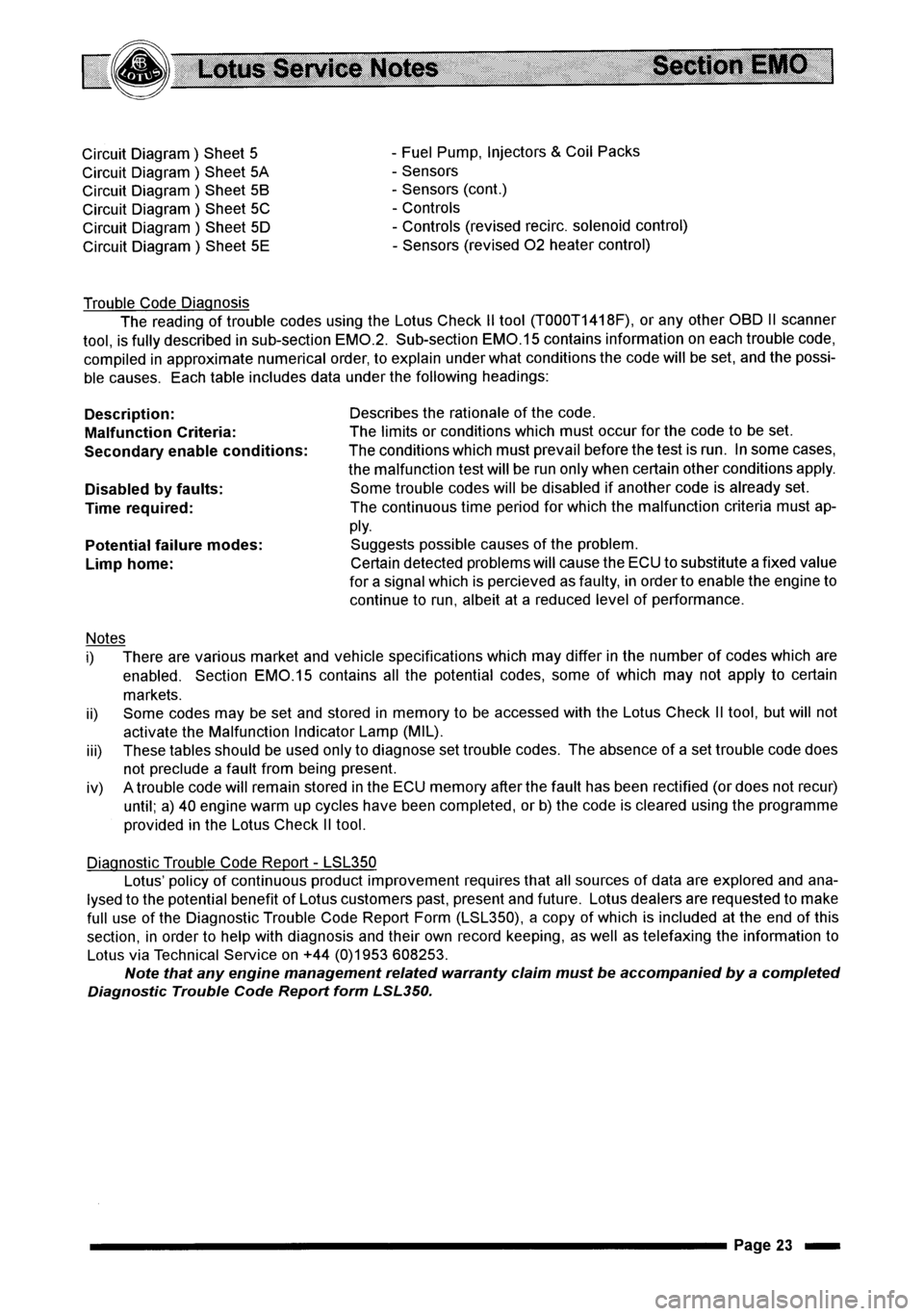 LOTUS ELISE 2001  Service Repair Manual 