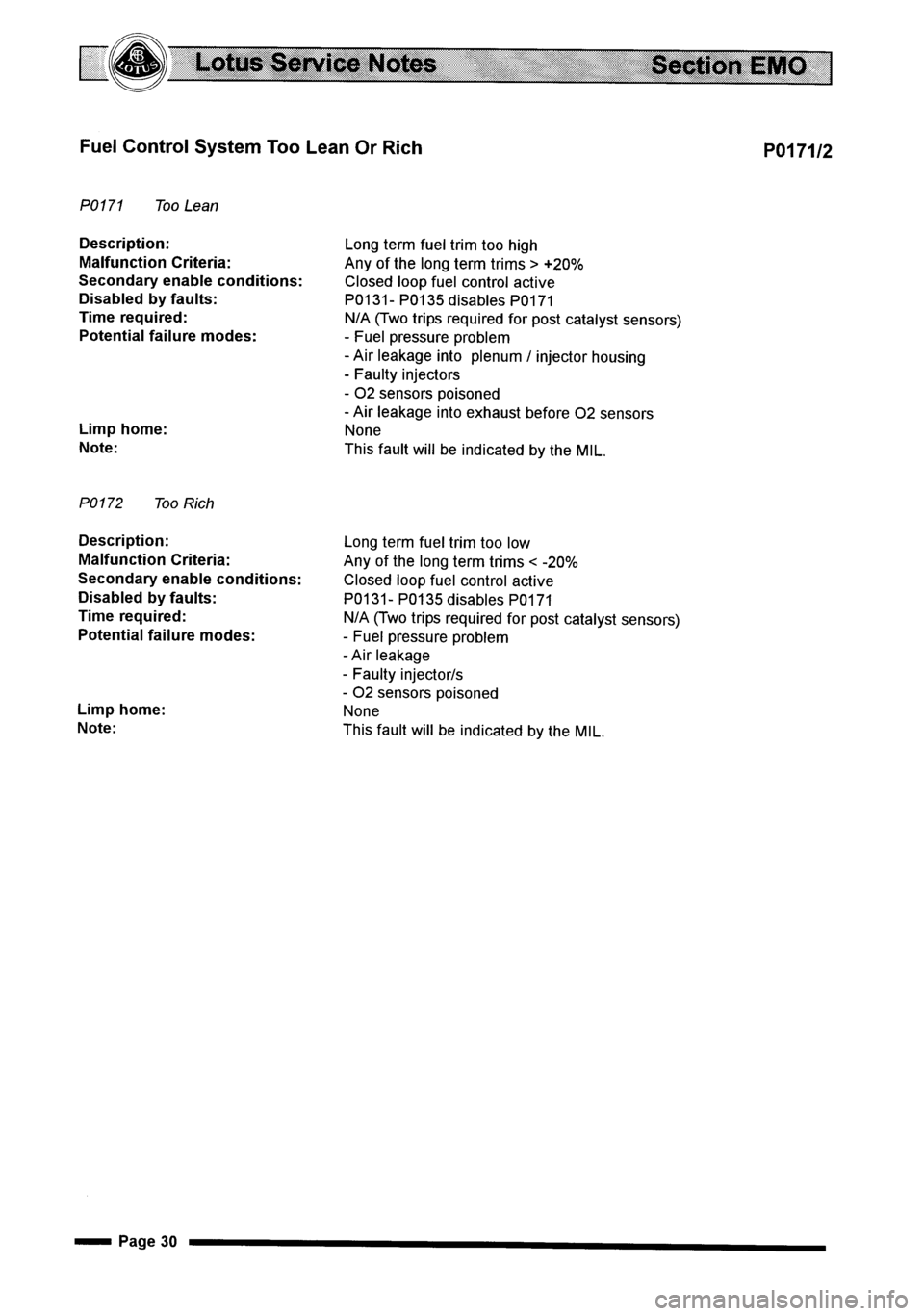 LOTUS ELISE 2001  Service Repair Manual 