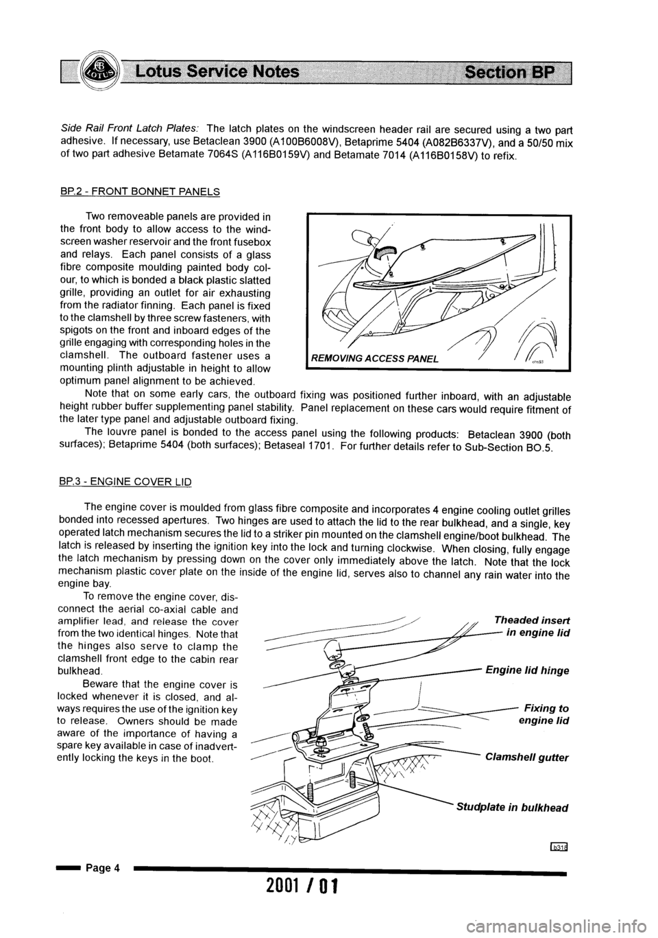 LOTUS ELISE 2001  Service Repair Manual 