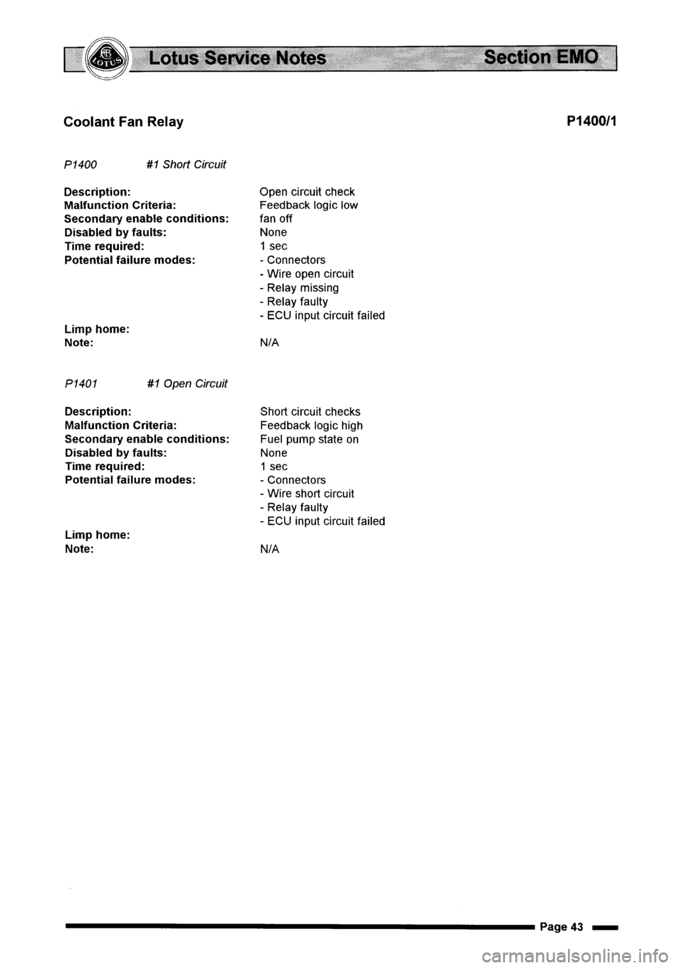 LOTUS ELISE 2001  Service Repair Manual 