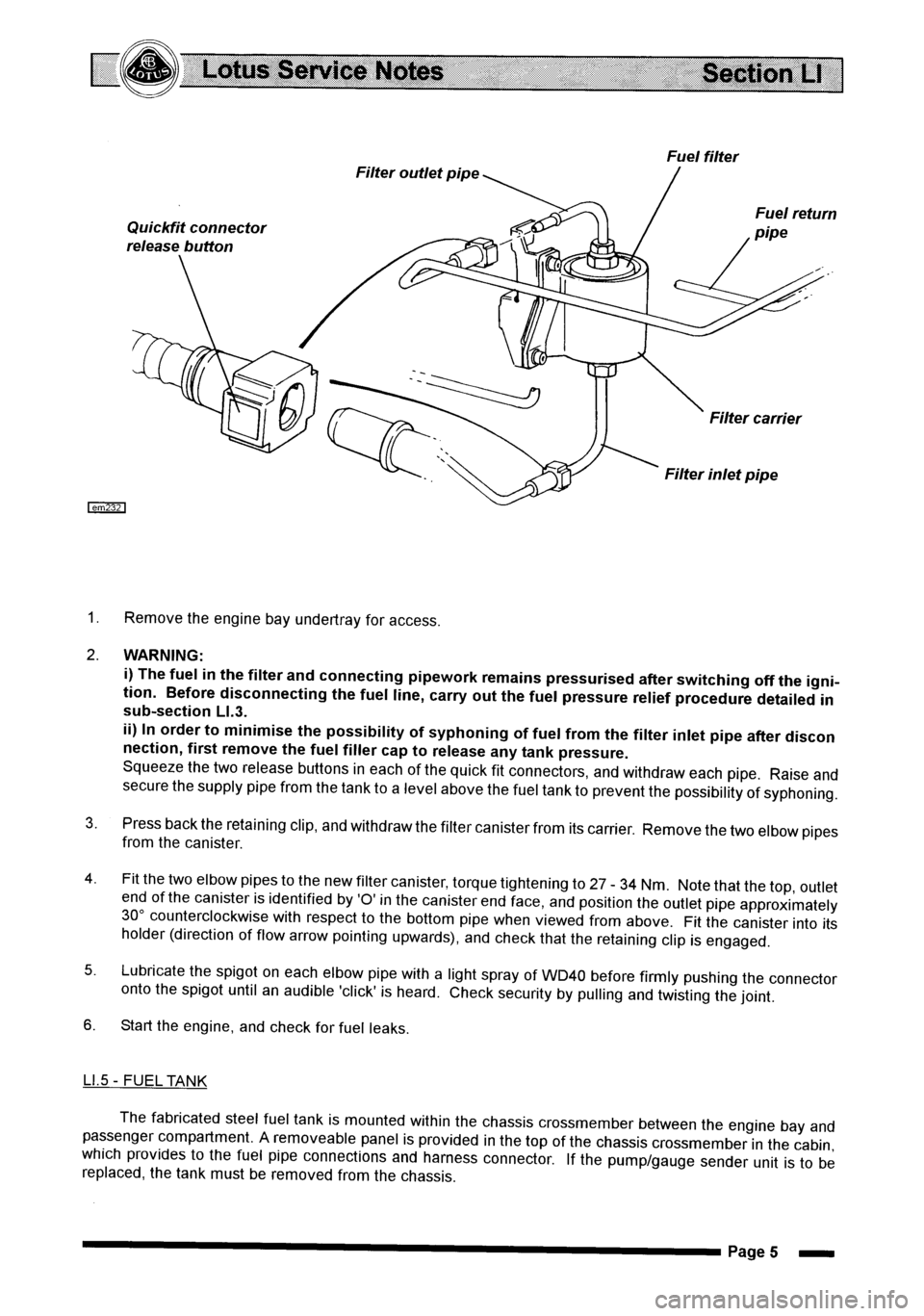 LOTUS ELISE 2001  Service Repair Manual 