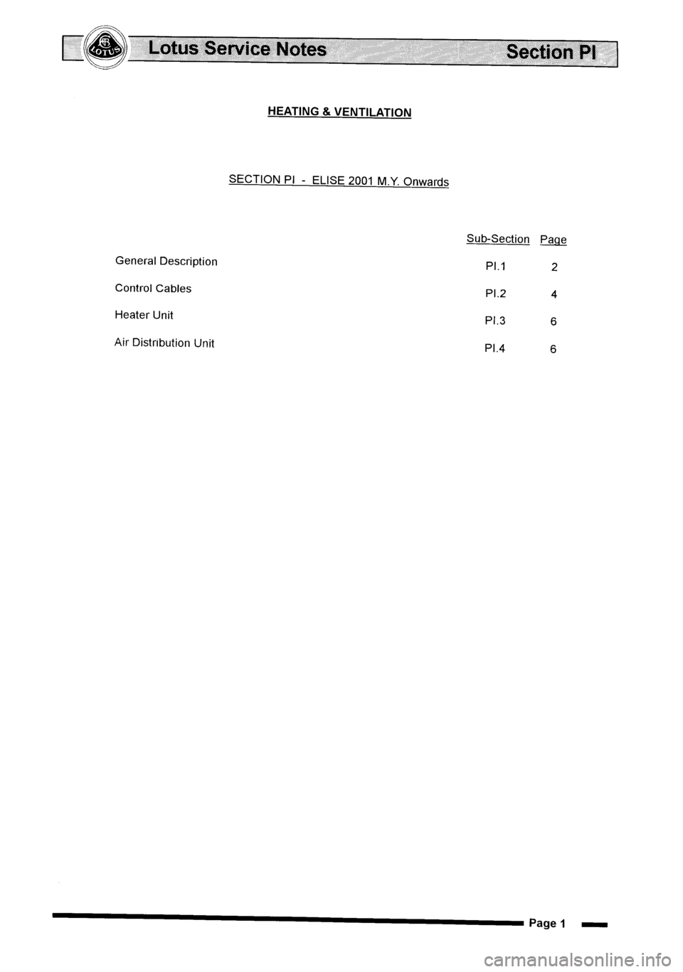 LOTUS ELISE 2001 Service Repair Manual LOTUS ELISE 2001 Service Repair Manual