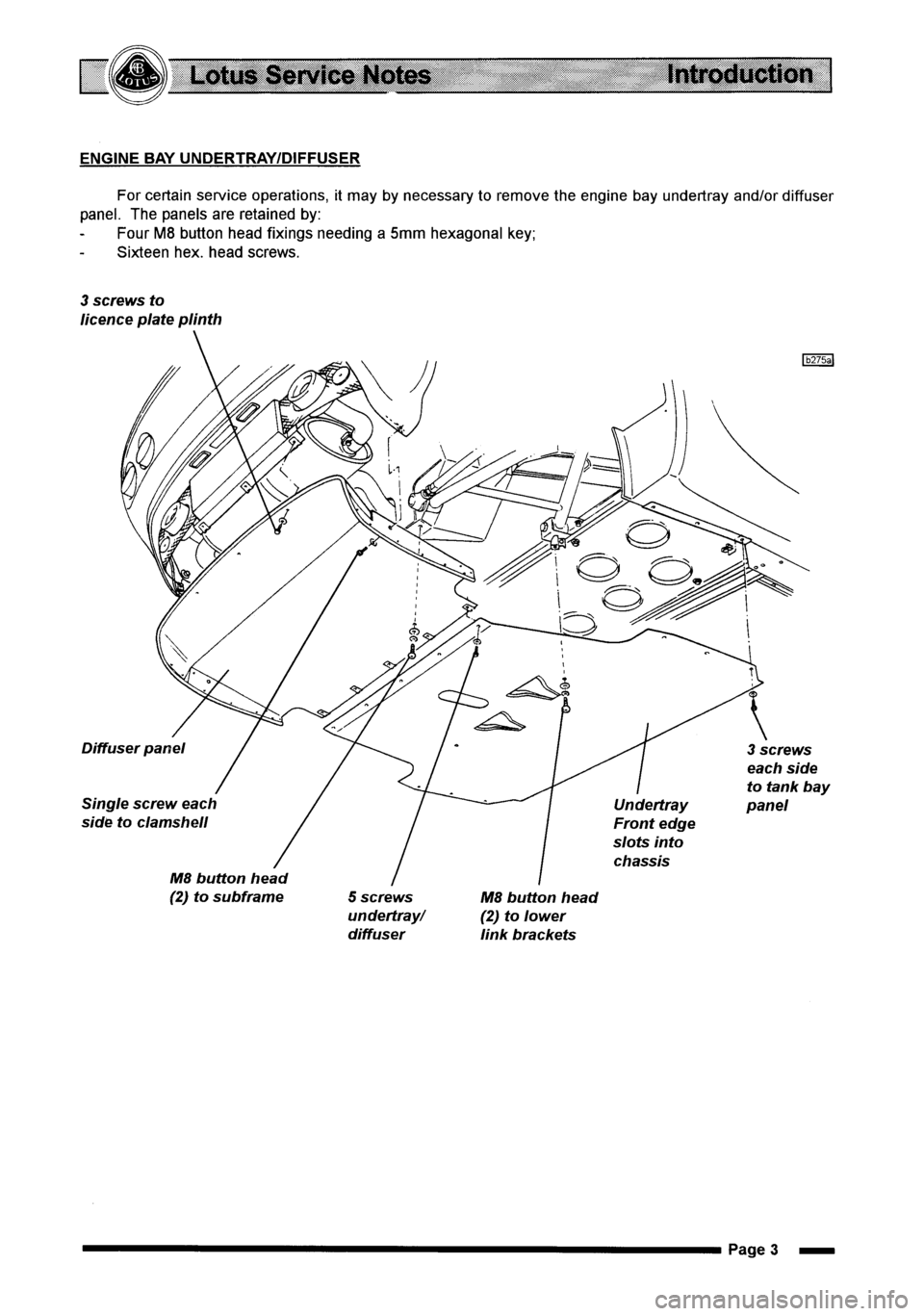 LOTUS ELISE 2001 Service Repair Manual LOTUS ELISE 2001 Service Repair Manual