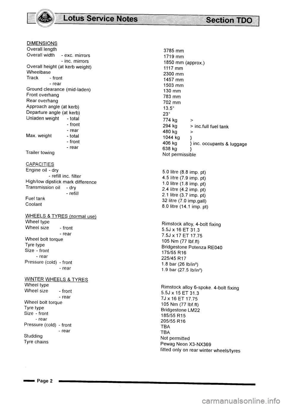 LOTUS ELISE 2001 Service Repair Manual LOTUS ELISE 2001 Service Repair Manual