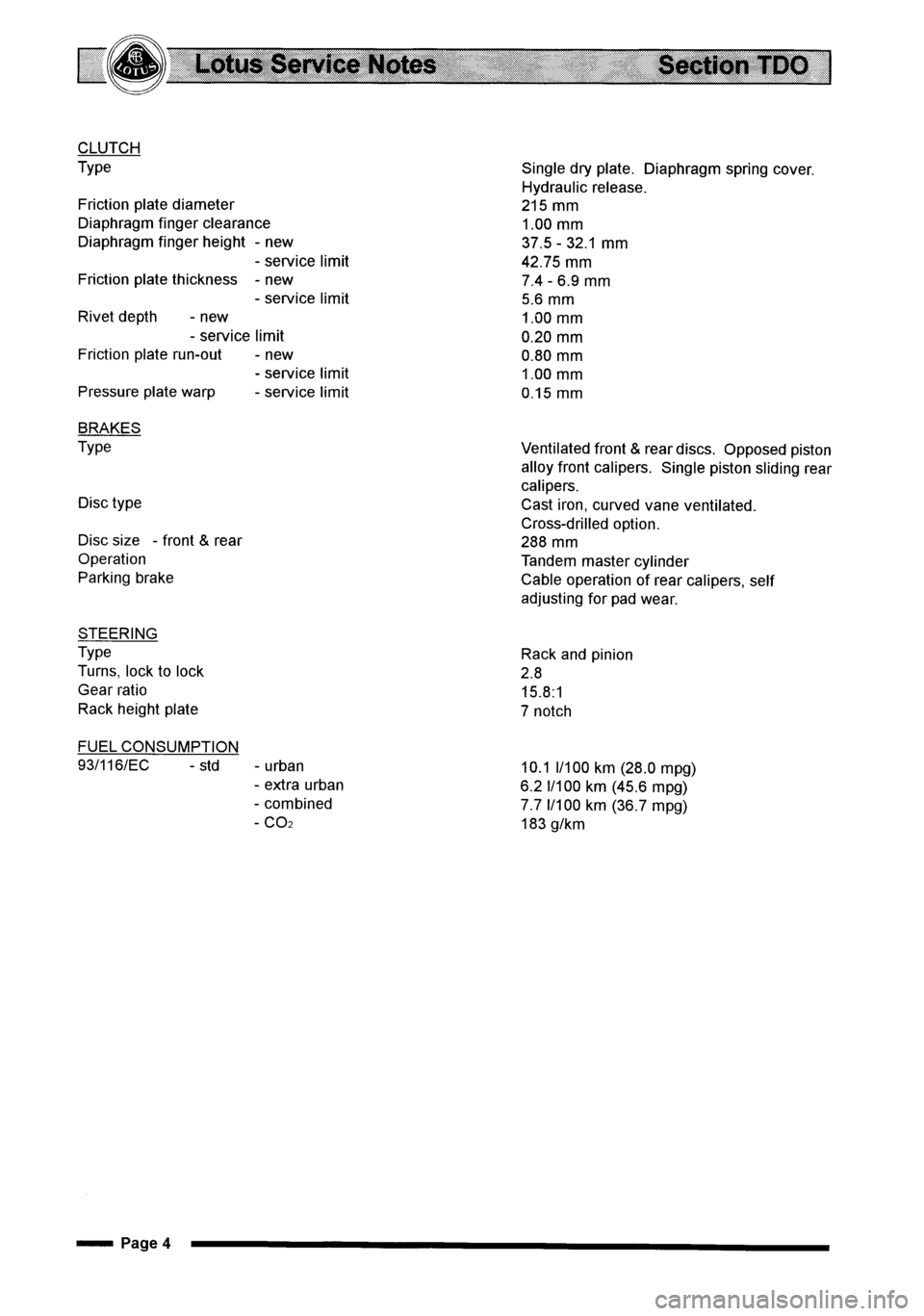 LOTUS ELISE 2001 Service Repair Manual LOTUS ELISE 2001 Service Repair Manual
