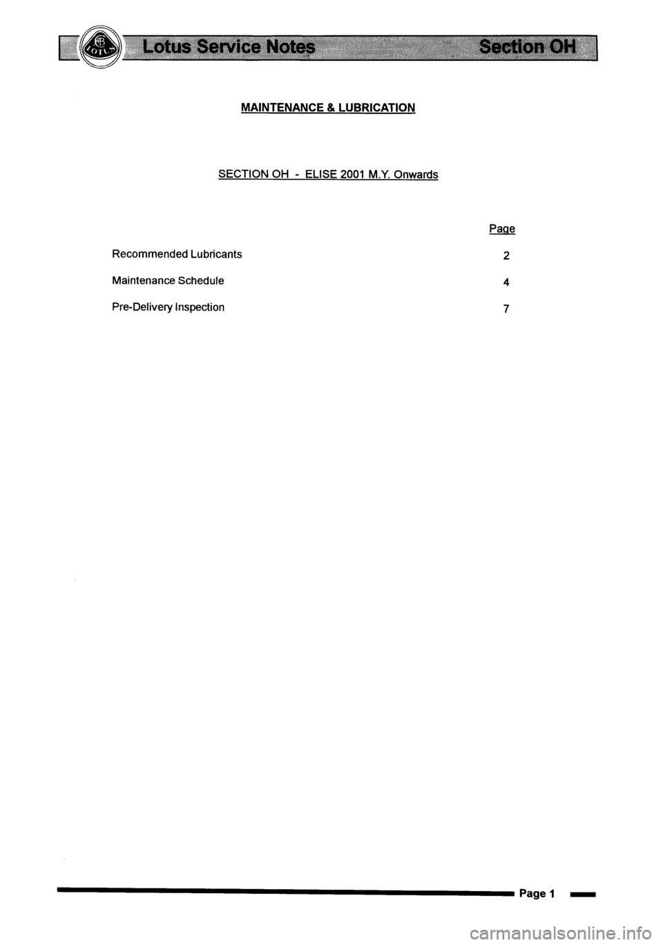 LOTUS ELISE 2001 Service Repair Manual LOTUS ELISE 2001 Service Repair Manual