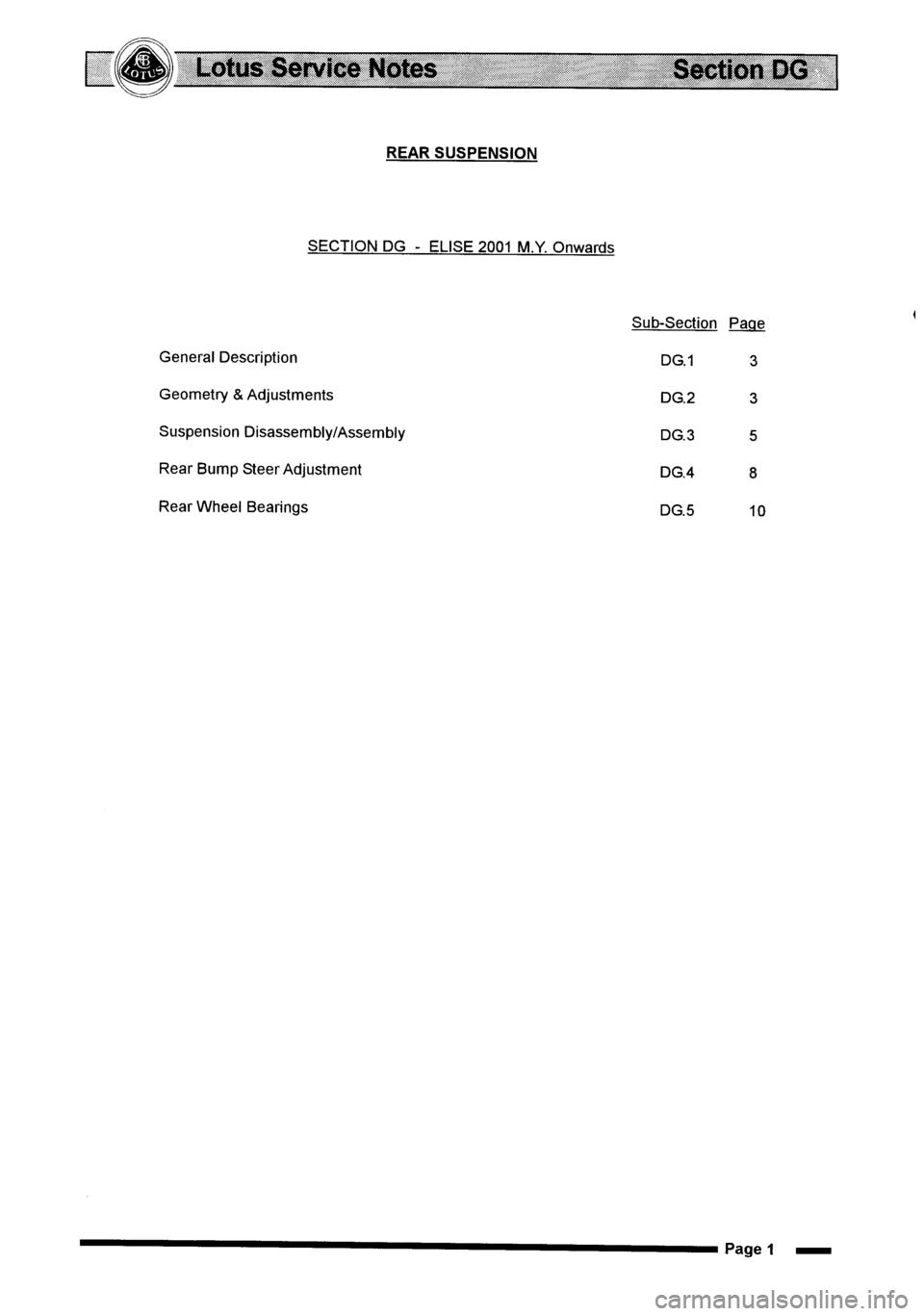 LOTUS ELISE 2001 Service Repair Manual LOTUS ELISE 2001 Service Repair Manual