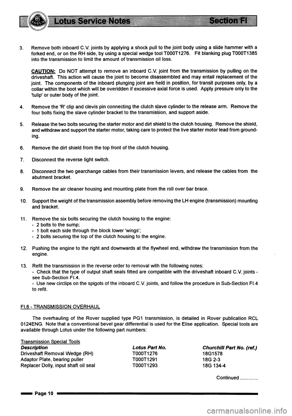 LOTUS ELISE 2001 Service Repair Manual LOTUS ELISE 2001 Service Repair Manual