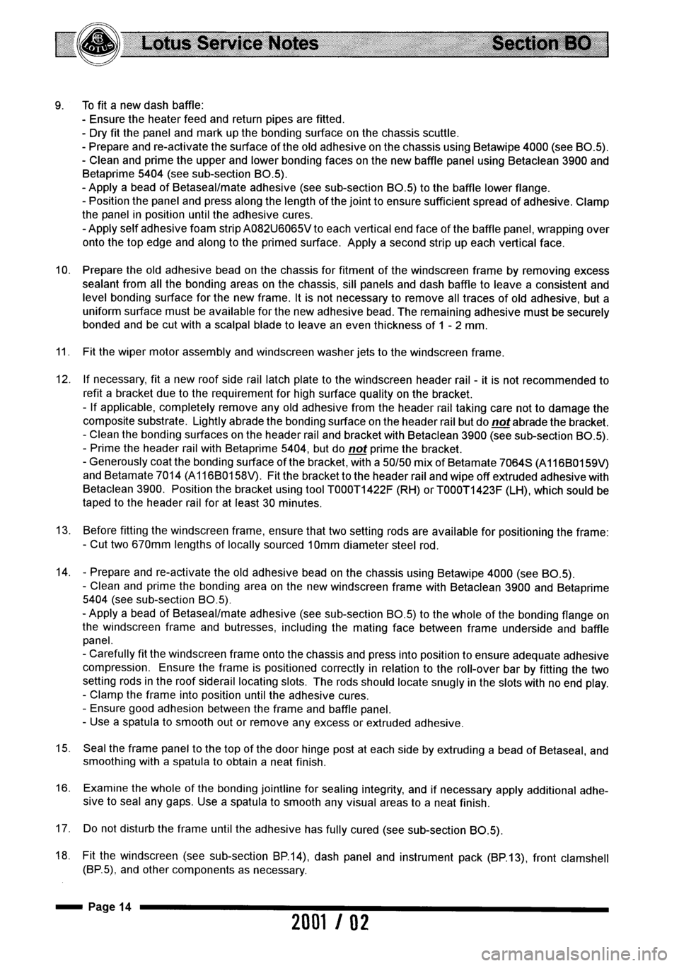 LOTUS ELISE 2001 Service Service Manual LOTUS ELISE 2001 Service Service Manual
