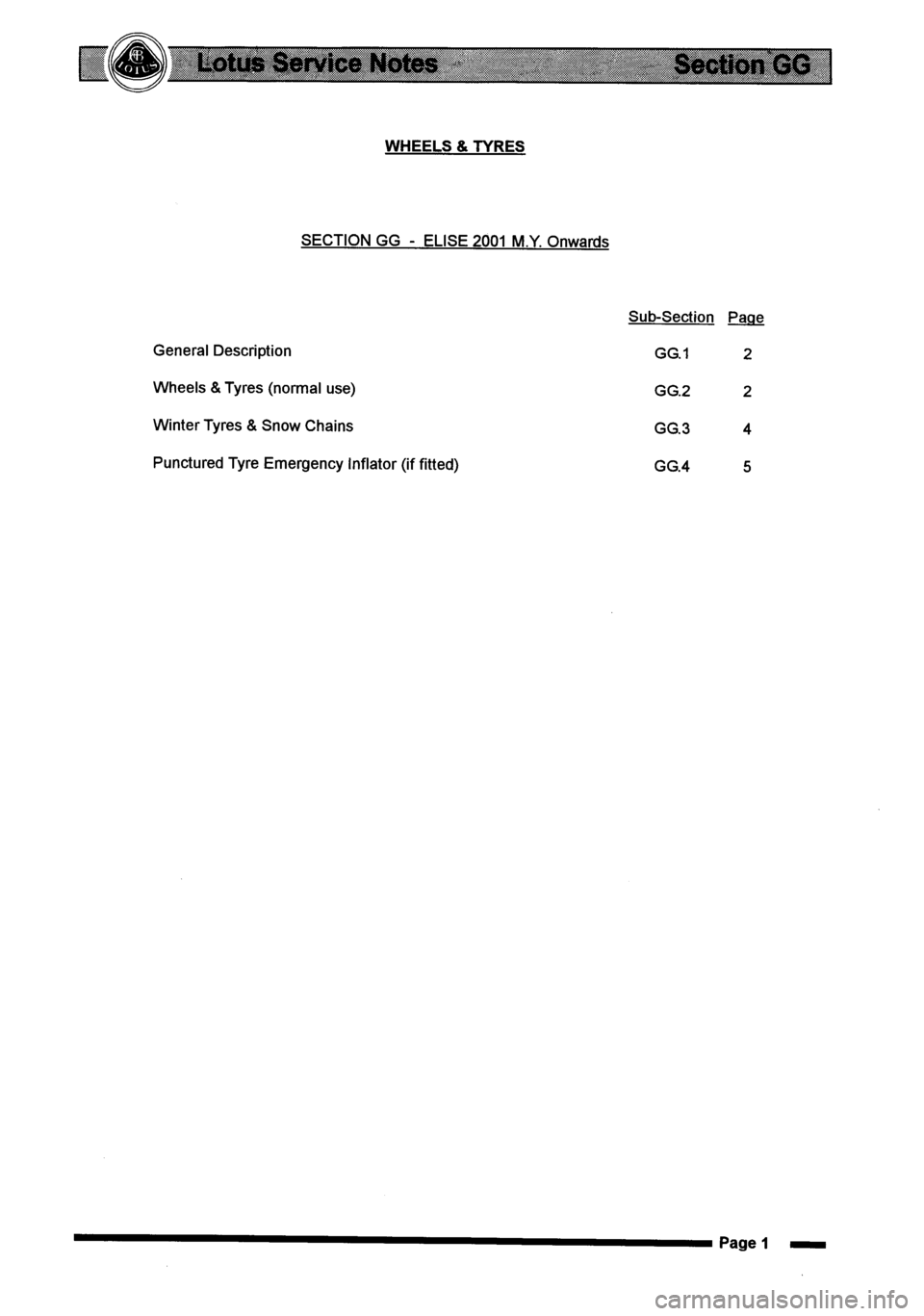 LOTUS ELISE 2001 Service Repair Manual LOTUS ELISE 2001 Service Repair Manual