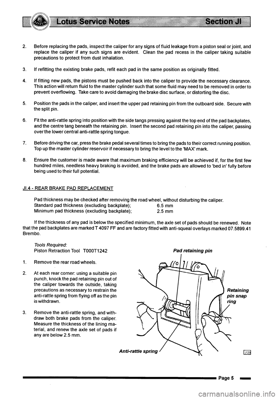 LOTUS ELISE 2001 Service Workshop Manual LOTUS ELISE 2001 Service Workshop Manual
