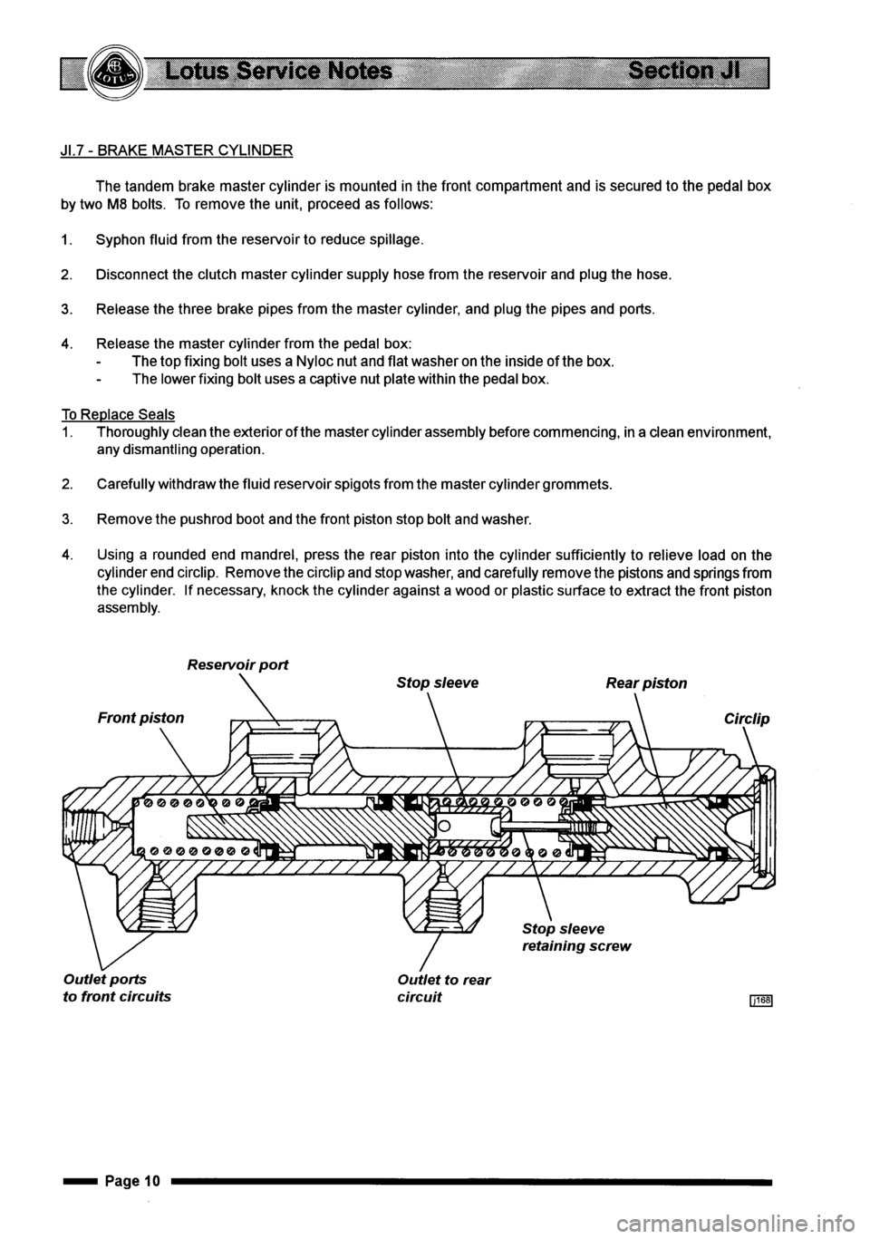 LOTUS ELISE 2001 Service Workshop Manual LOTUS ELISE 2001 Service Workshop Manual
