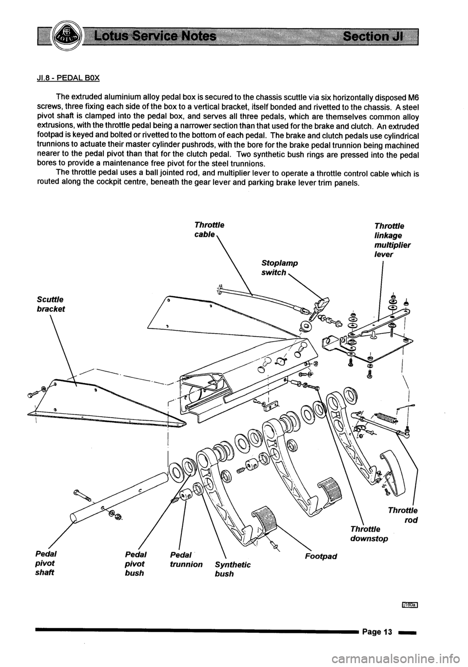 LOTUS ELISE 2001 Service Workshop Manual LOTUS ELISE 2001 Service Workshop Manual