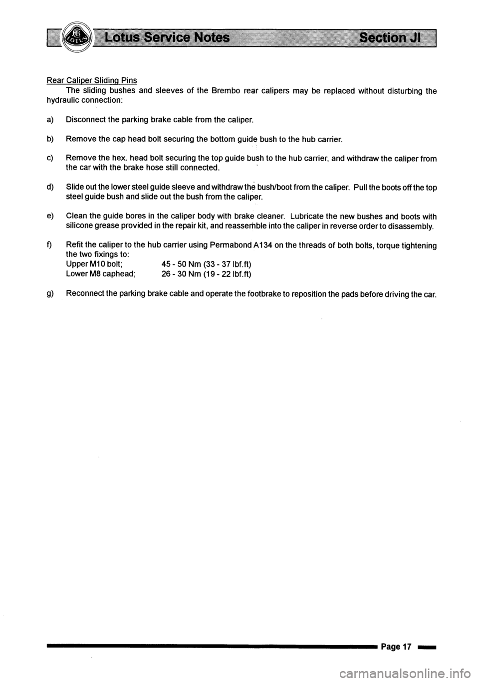 LOTUS ELISE 2001 Service Manual PDF LOTUS ELISE 2001 Service Manual PDF