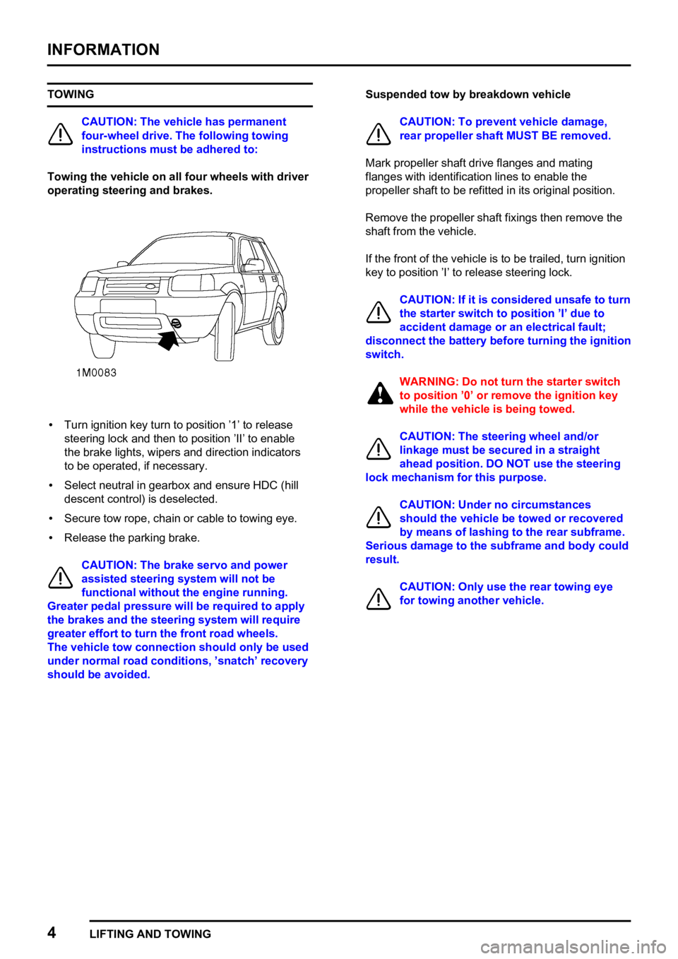 LAND ROVER FREELANDER 1998 Repair Manual 
  

    