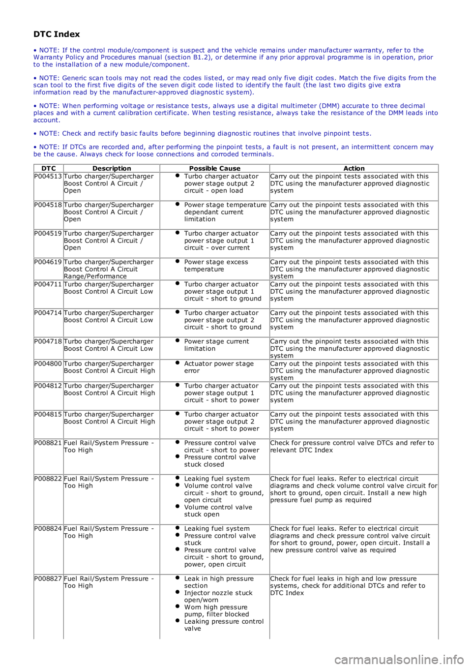 LAND ROVER FRELANDER 2 2006 Repair Manual DTC Index
• NOTE: If the control modul e/component i s s us pect and the vehicle remains under manufacturer warranty, refer to theW arranty Pol icy and Procedures manual (s ect ion B1.2), or det LAND ROVER FRELANDER 2 2006 Repair Manual DTC Index
• NOTE: If the control modul e/component i s s us pect and the vehicle remains under manufacturer warranty, refer to theW arranty Pol icy and Procedures manual (s ect ion B1.2), or det