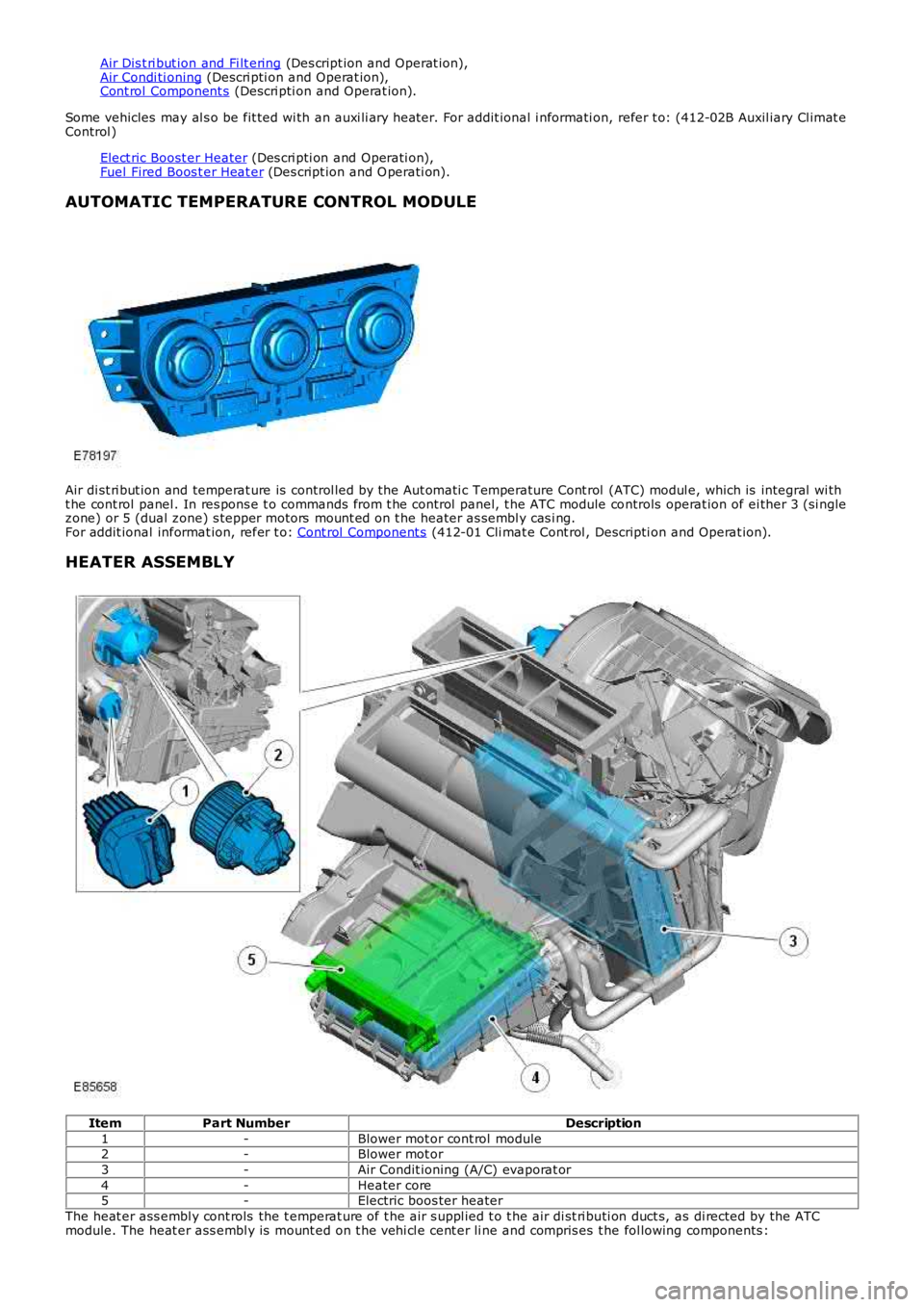 LAND ROVER FRELANDER 2 2006  Repair Manual Air Dis t ri but ion and Fi lt ering (Des cript ion and Operat ion),Air Condi ti oning (Descri pti on and Operat ion),Cont rol  Component s (Descri pti on and Operat ion).
Some vehicles  may al s o be