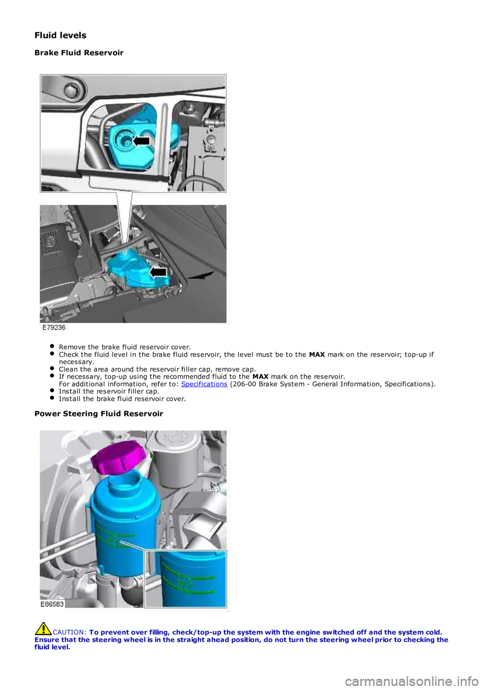 LAND ROVER FRELANDER 2 2006 Repair Manual Fluid levels
Brake Fluid Reservoir
Remove the brake fl uid reservoi r cover.Check t he fluid level i n t he brake fluid res ervoir, the l evel mus t be t o t he MAX mark on the reservoi r; t op-up LAND ROVER FRELANDER 2 2006 Repair Manual Fluid levels
Brake Fluid Reservoir
Remove the brake fl uid reservoi r cover.Check t he fluid level i n t he brake fluid res ervoir, the l evel mus t be t o t he MAX mark on the reservoi r; t op-up
