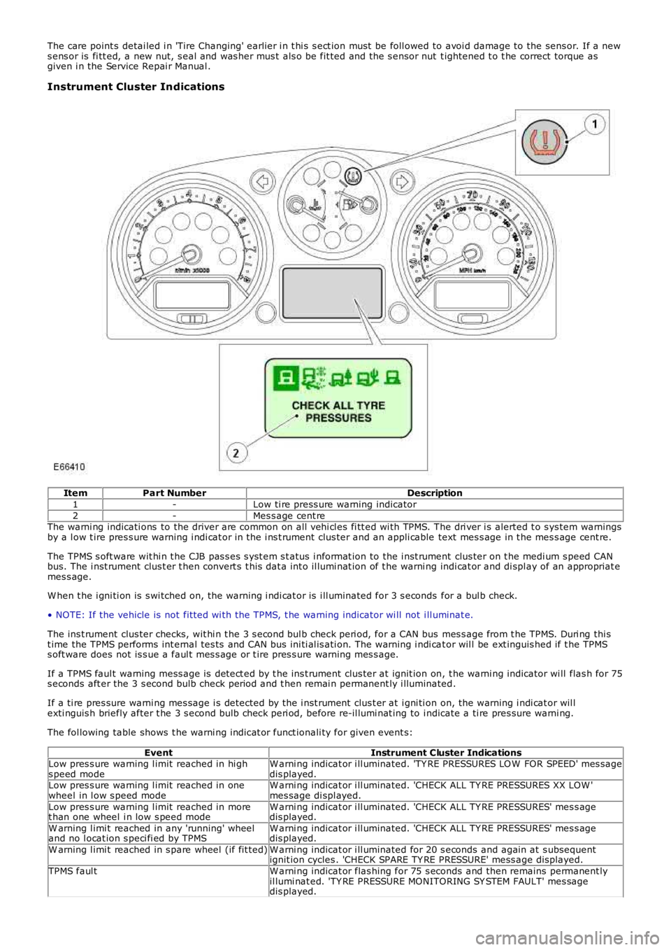 LAND ROVER FRELANDER 2 2006  Repair Manual The care point s  detai led i n 'Tire Changing' earlier i n t hi s  s ect ion must  be foll owed to avoi d damage to the sens or. If a news ens or is  fi tt ed, a new nut, s eal and was her mu