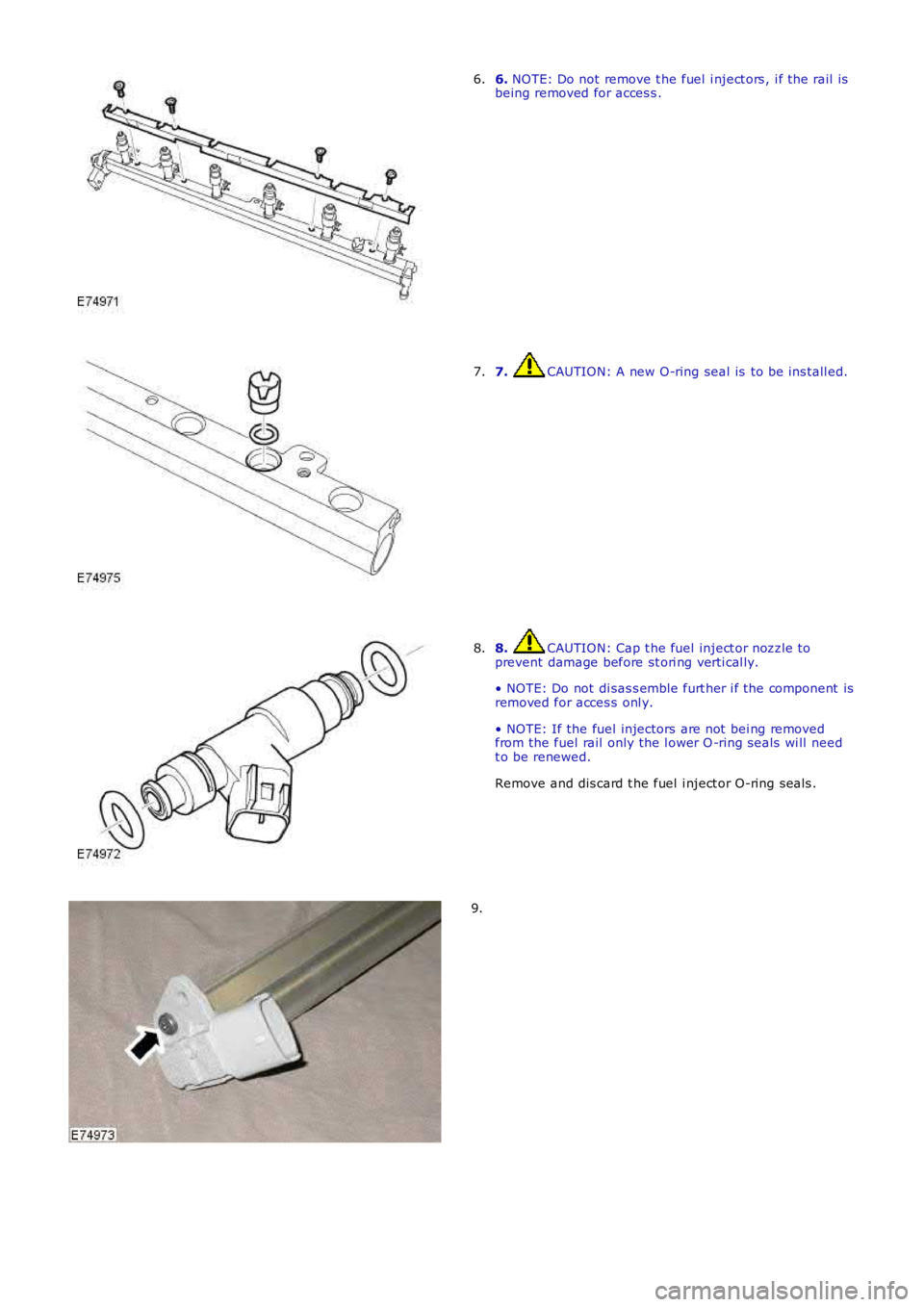 LAND ROVER FRELANDER 2 2006 Repair Manual 6. NOTE: Do not remove t he fuel i nject ors , i f the rail isbeing removed for acces s .6.
7. CAUTION: A new O-ring seal is to be ins tall ed.7.
8. CAUTION: Cap t he fuel inject or nozzle topreven LAND ROVER FRELANDER 2 2006 Repair Manual 6. NOTE: Do not remove t he fuel i nject ors , i f the rail isbeing removed for acces s .6.
7. CAUTION: A new O-ring seal is to be ins tall ed.7.
8. CAUTION: Cap t he fuel inject or nozzle topreven