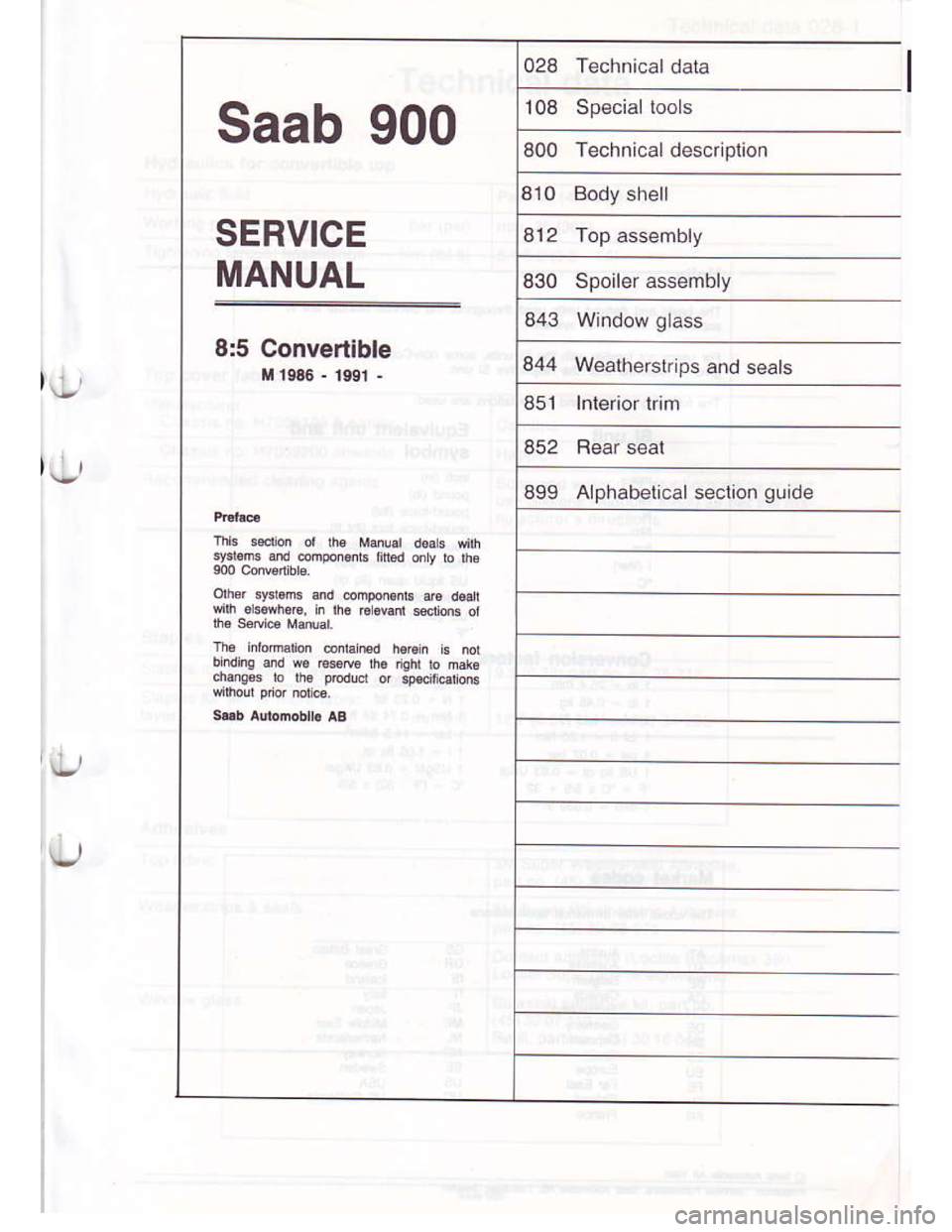 SAAB 900 1986  Service Manual Downloaded from www.Manualslib.com manuals search engine Saab 900
SERVICE
MANUAL
8:5 Convertlble
M i986 - r99r -
om&3Fl.m!andconpoMbarcd.ah
blidinged@l*rohiglibhdo
6.n$sjoh€pddogp€.ilc|ong
108 S