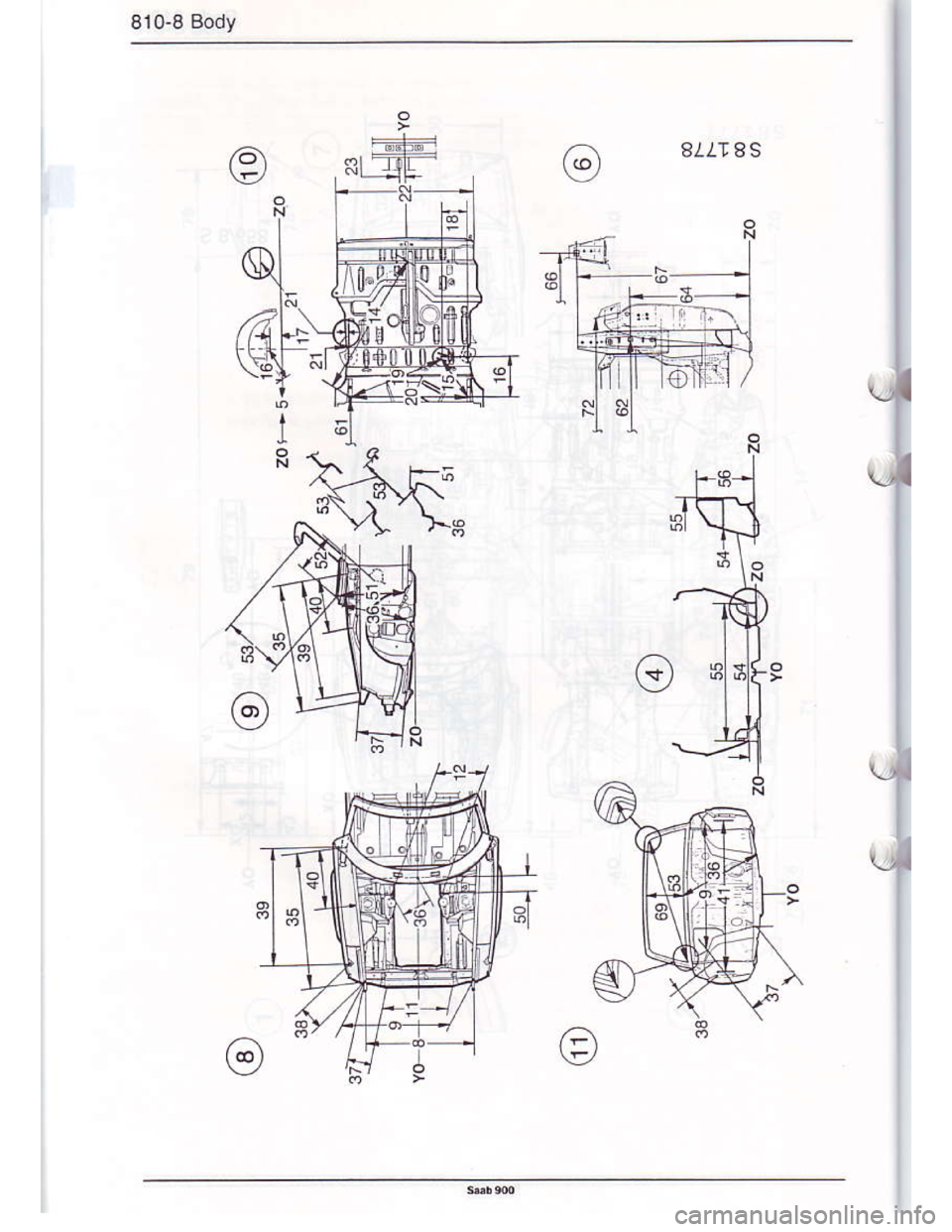 SAAB 900 1986 Owners Manual Downloaded from www.Manualslib.com manuals search engine 810-8 Body
811T aS
I  