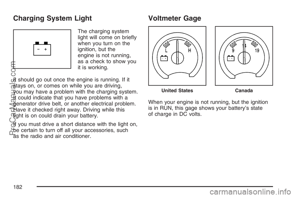 SAAB 9-7X 2007  Owners Manual Charging System Light
The charging system
light will come on brie�y
when you turn on the
ignition, but the
engine is not running,
as a check to show you
it is working.
It should go out once the engine