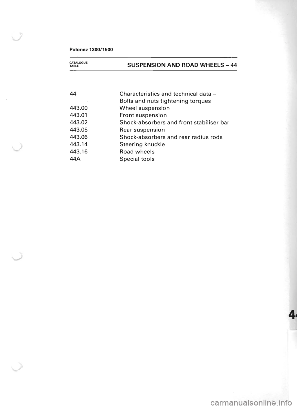 POLONEZ FSO 1300 1978  Repair Manual 