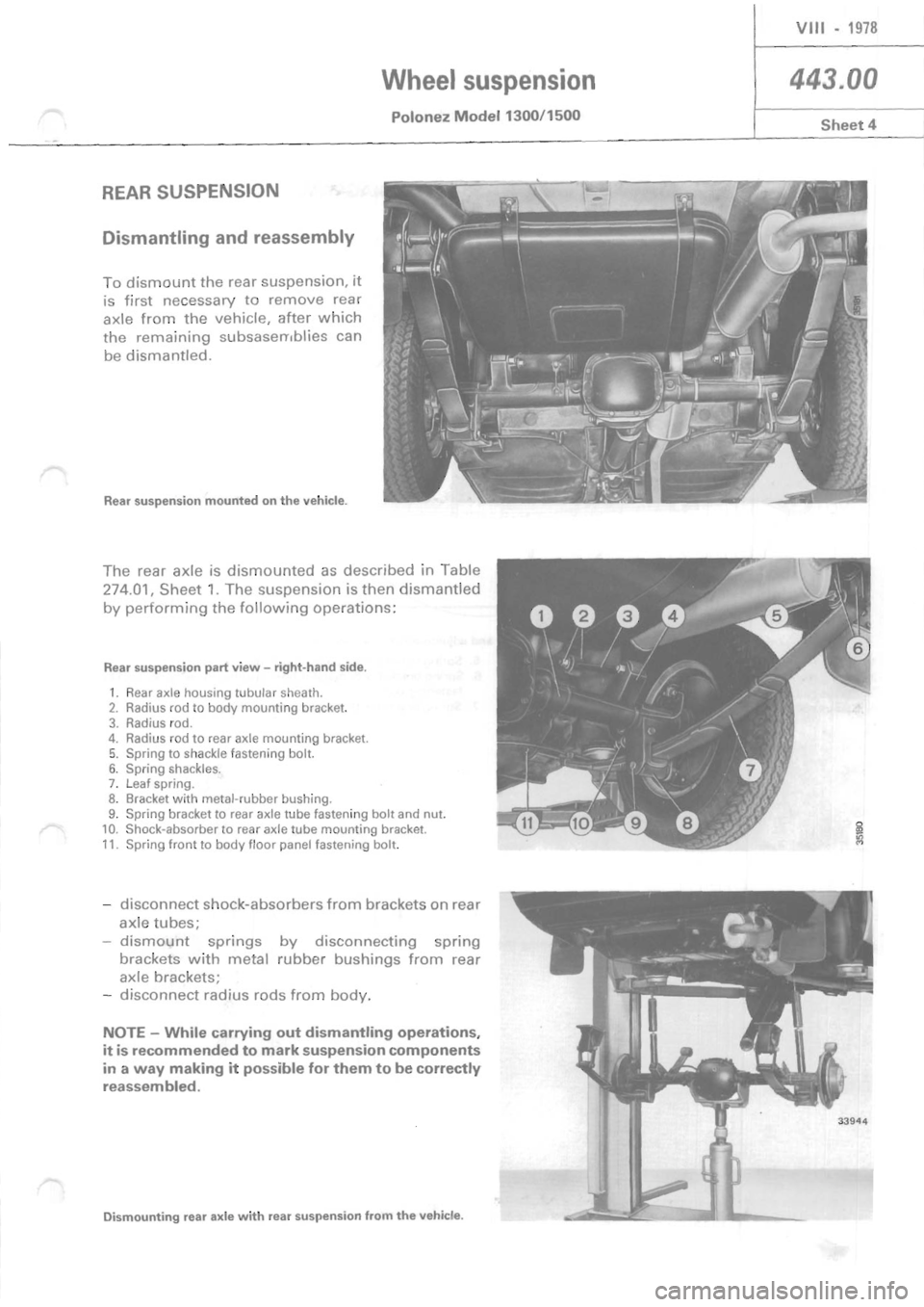 POLONEZ FSO 1300 1978 Repair Manual POLONEZ FSO 1300 1978 Repair Manual