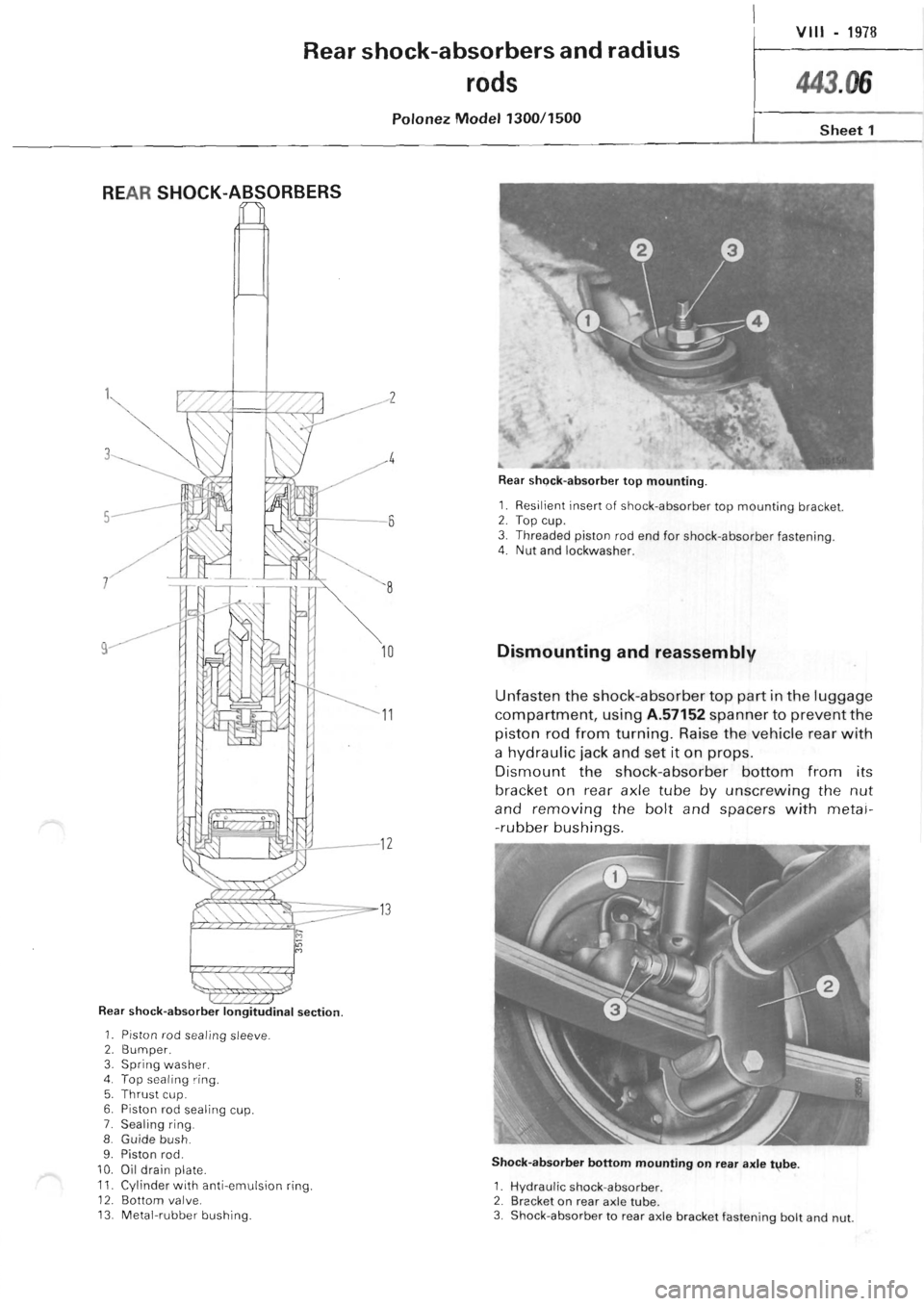 POLONEZ FSO 1300 1978  Repair Manual 
