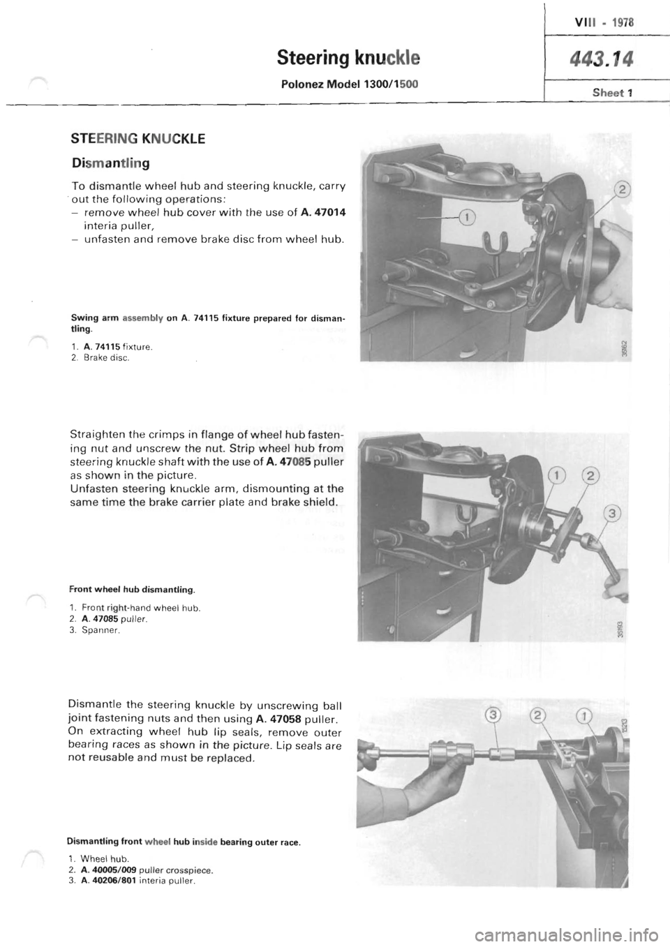 POLONEZ FSO 1300 1978  Repair Manual 