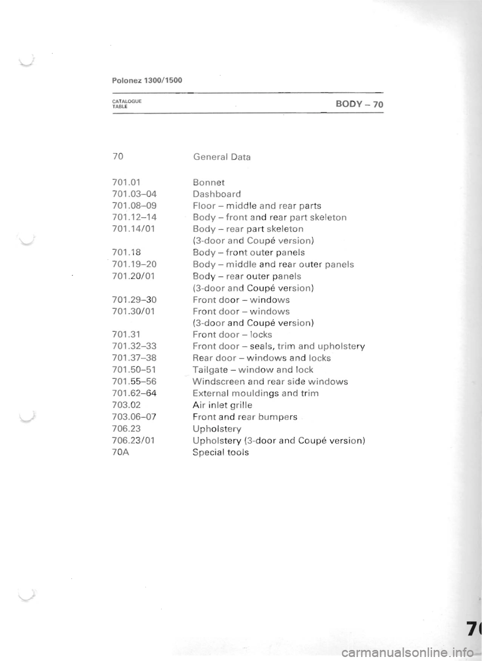 POLONEZ FSO 1300 1978  Repair Manual 