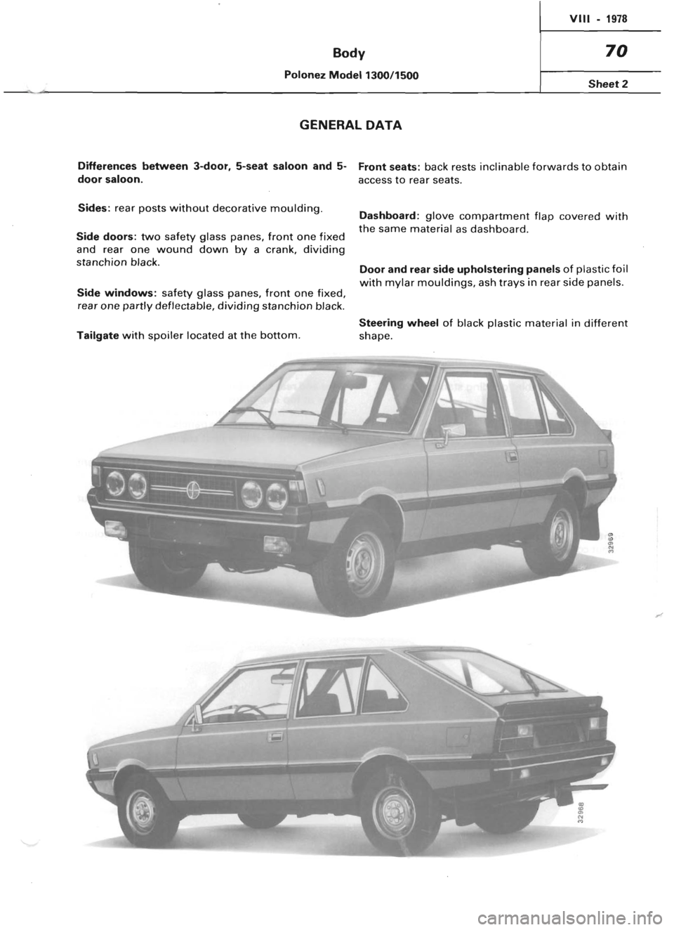 POLONEZ FSO 1300 1978  Repair Manual 