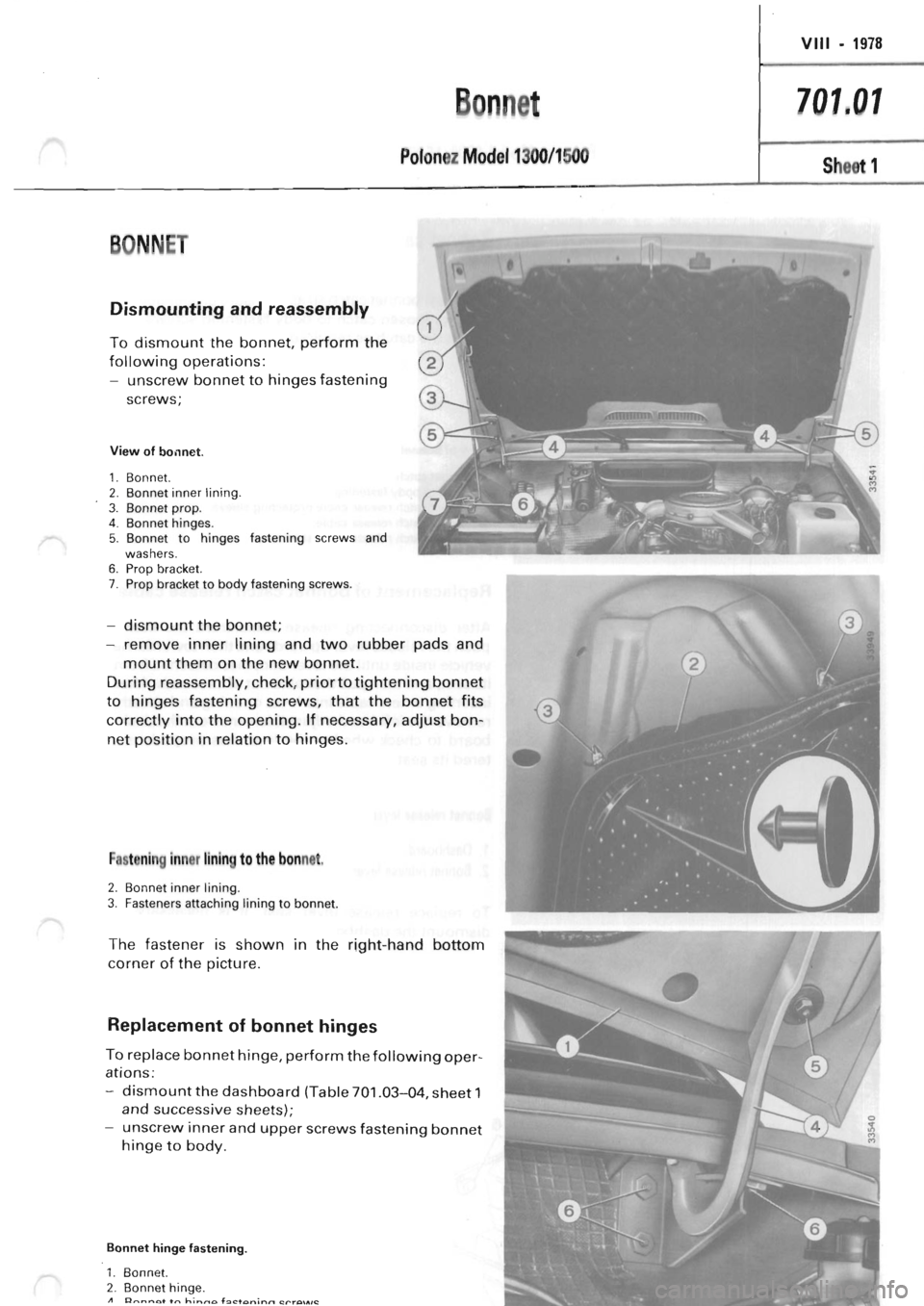POLONEZ FSO 1300 1978  Repair Manual 