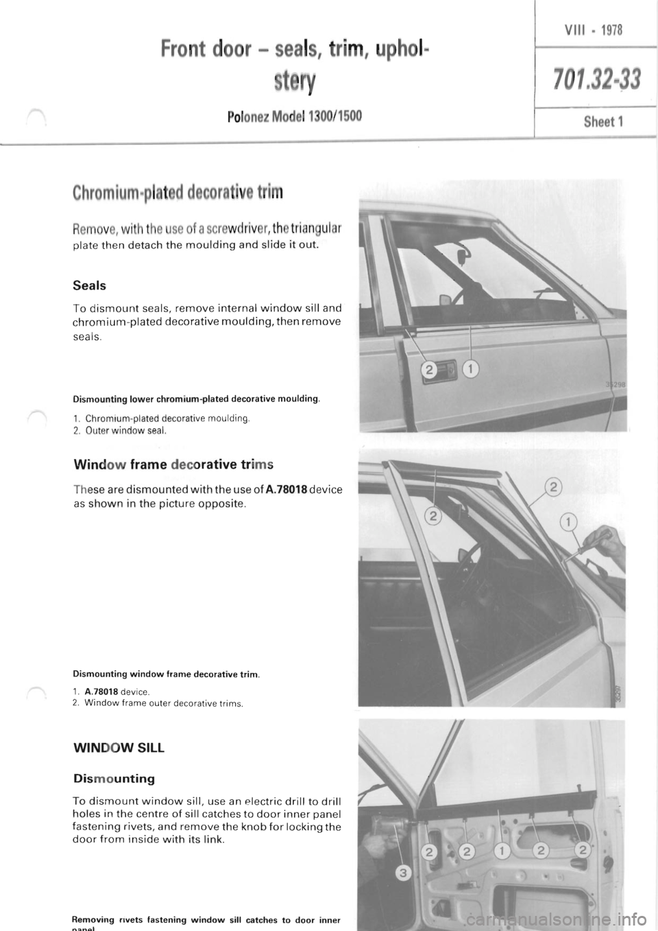 POLONEZ FSO 1300 1978 Repair Manual POLONEZ FSO 1300 1978 Repair Manual