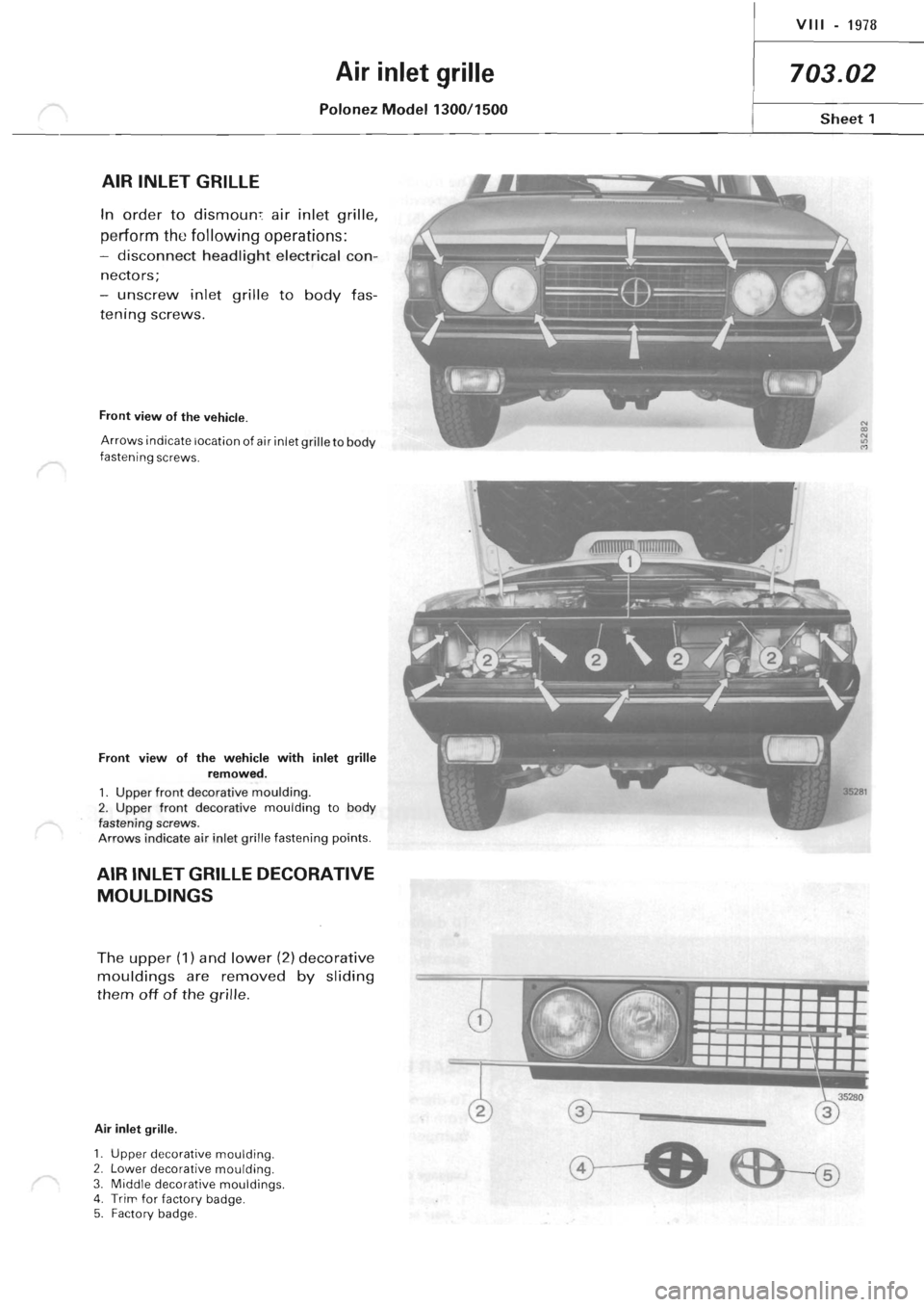 POLONEZ FSO 1300 1978  Repair Manual 
