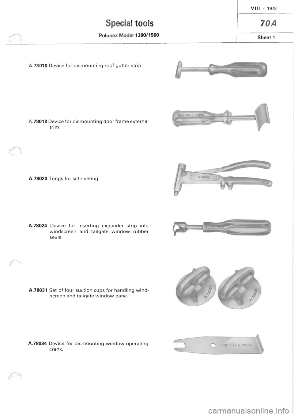 POLONEZ FSO 1300 1978  Repair Manual 