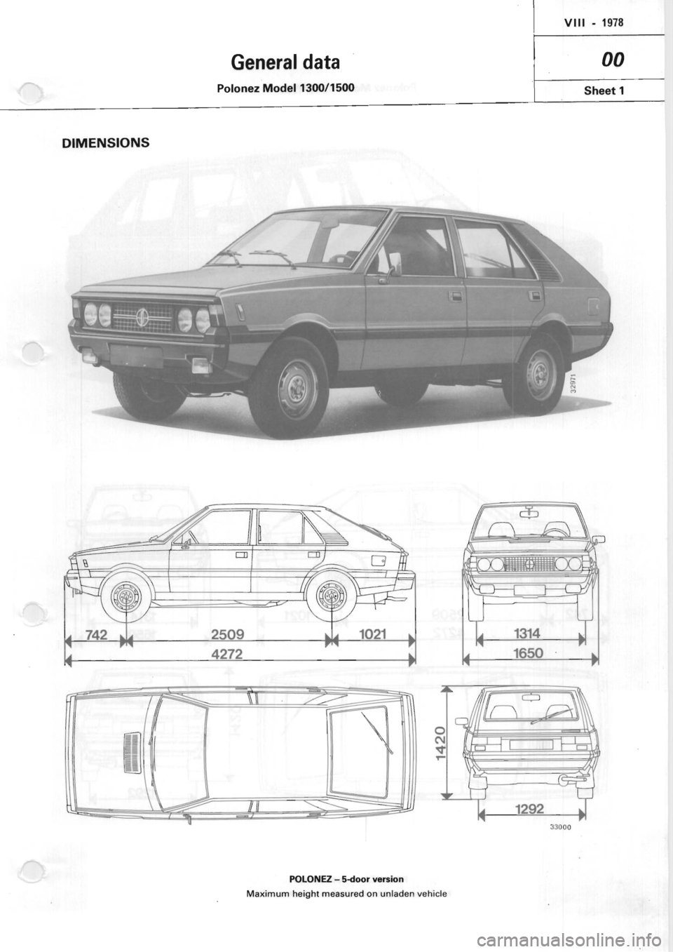 POLONEZ FSO 1300 1978  Repair Manual 