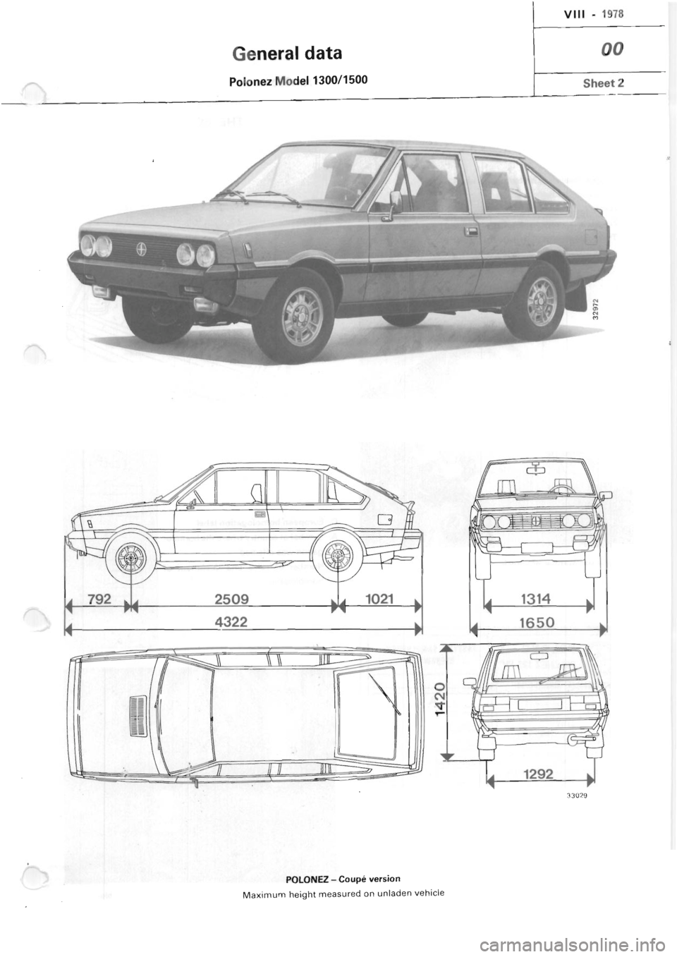 POLONEZ FSO 1300 1978  Repair Manual 