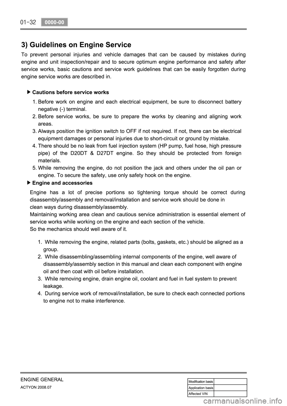 SSANGYONG ACTYON 2008 Service Service Manual SSANGYONG ACTYON 2008 Service Service Manual