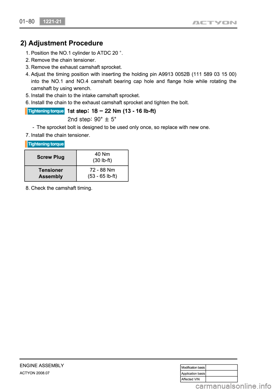 SSANGYONG ACTYON 2008  Service Repair Manual 