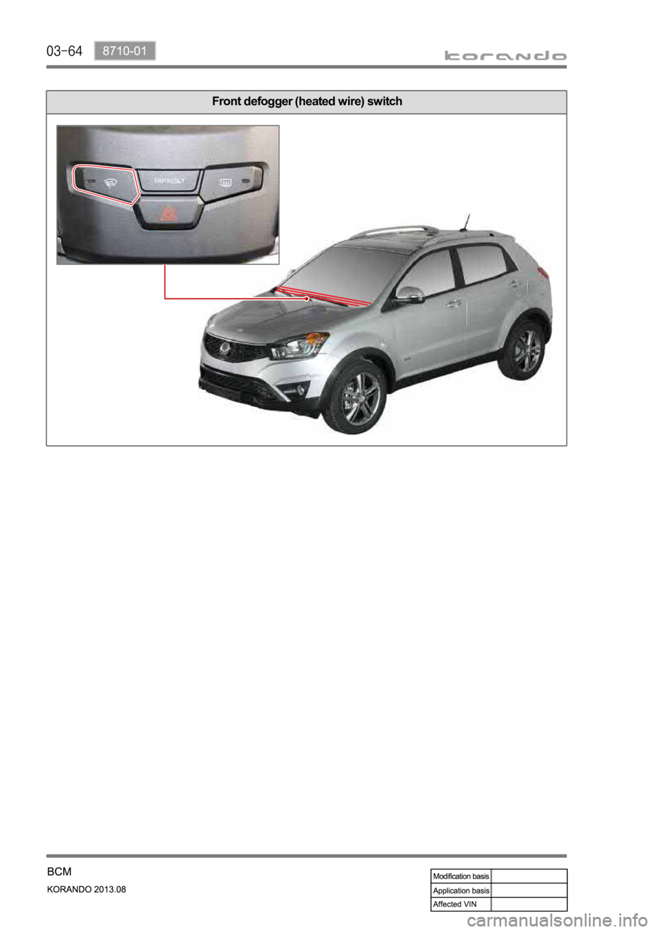 SSANGYONG KORANDO 2013  Service Manual Front defogger (heated wire) switch 