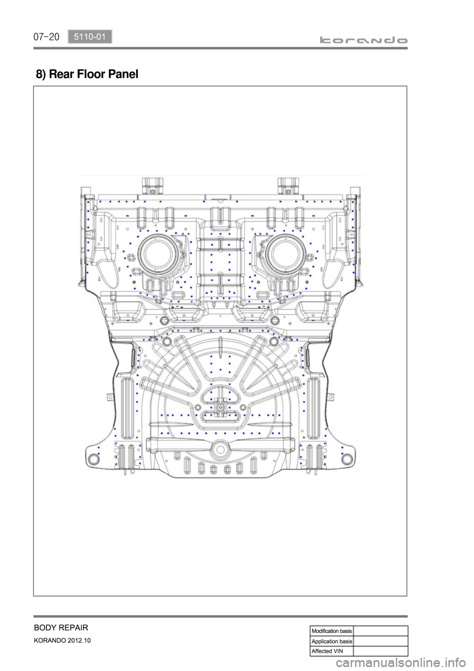 SSANGYONG KORANDO 2012  Service Manual 07-20
8) Rear Floor Panel 